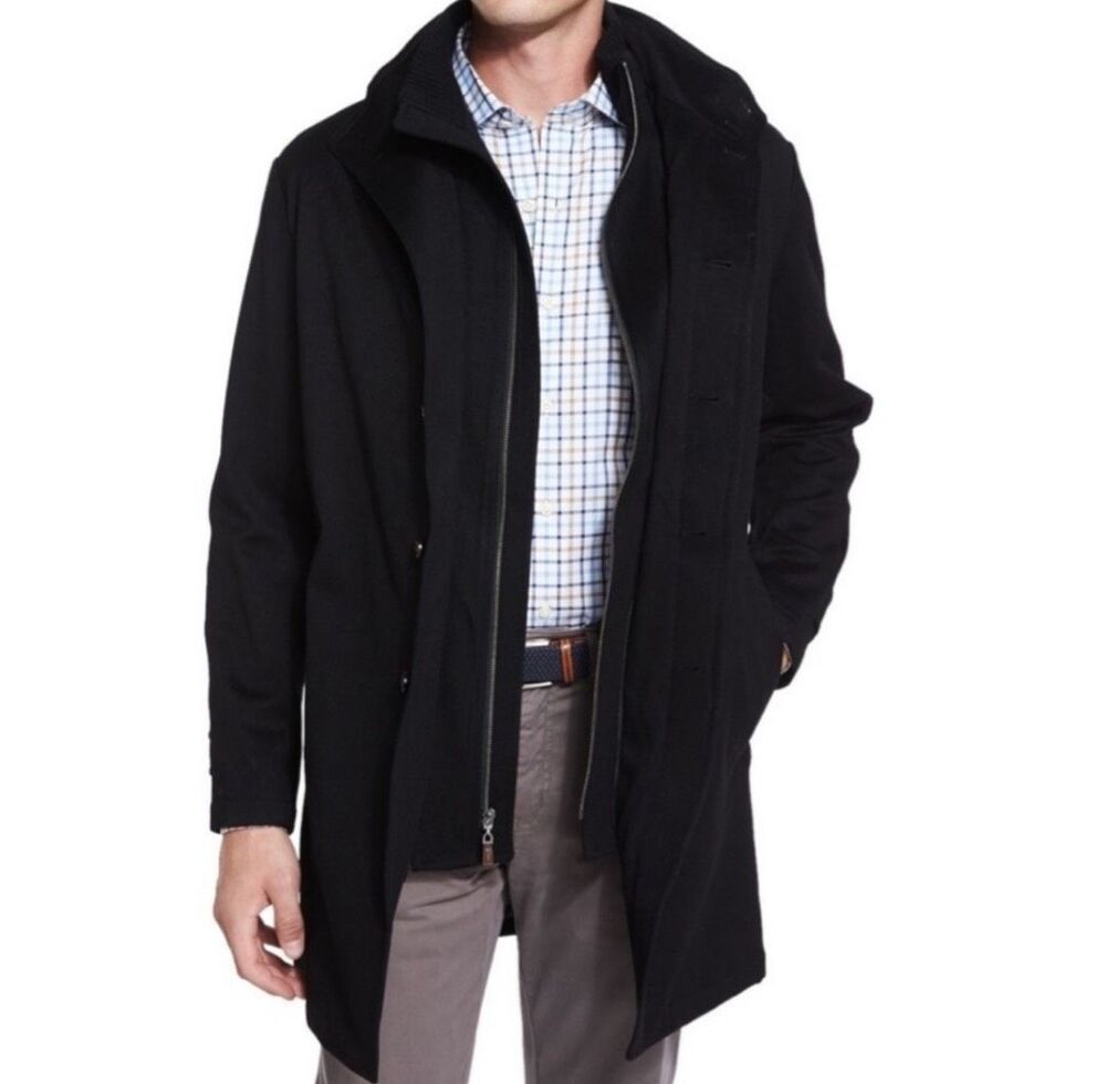 Peter Millar Old Sebastian Storm System Car Coat, Black XL